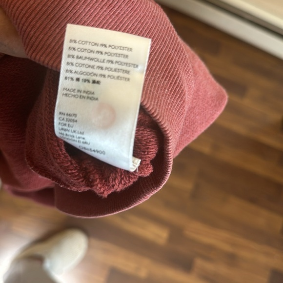 Free People Hooded Sweatshirt Long Sleeves Maroon Womens Size Small Cropped - Picture 7 of 10